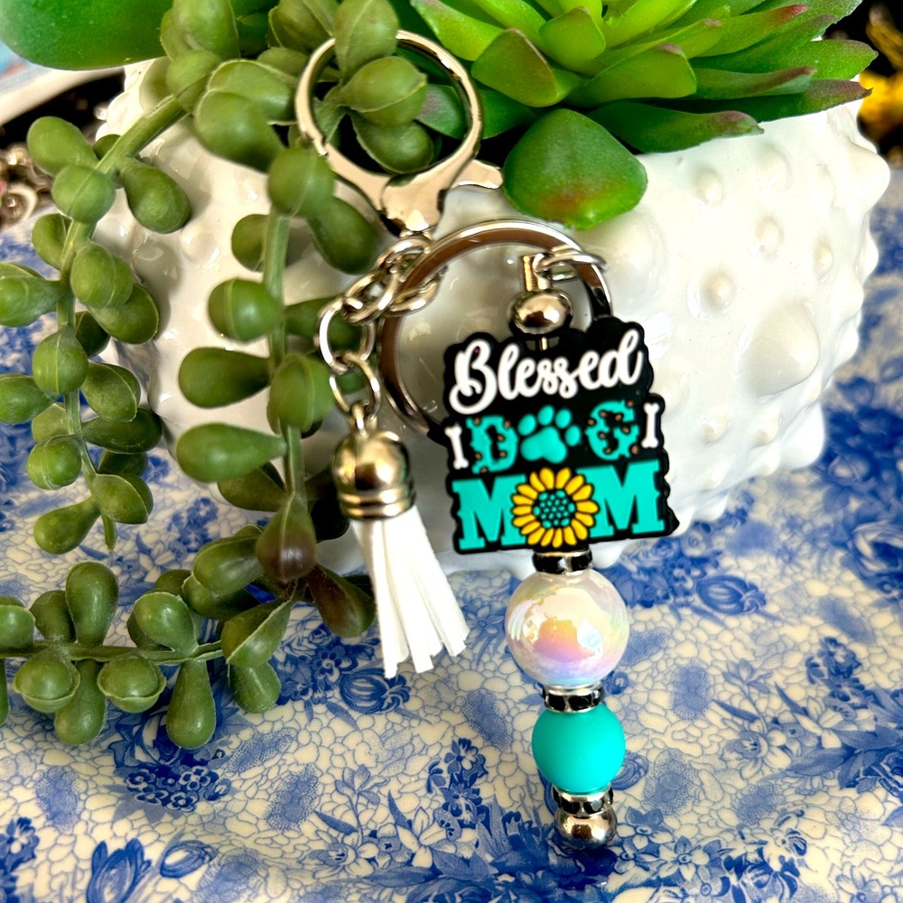 Blessed dog mom, bag, charm keychain